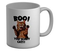 Shopagift Boo Ginger Cat Mug You Scary Cat White 11oz Large Ceramic Cup