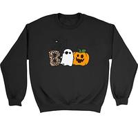 Shopagift Boo Pumpkin Ghost Halloween Kids Childrens Jumper Sweatshirt Gift Black
