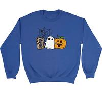 Shopagift Boo Pumpkin Ghost Halloween Kids Childrens Jumper Sweatshirt Gift Blue