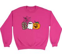 Shopagift Boo Pumpkin Ghost Halloween Kids Childrens Jumper Sweatshirt Gift Pink