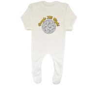 Shopagift Boogie All Night Baby Grow Romper Suit Disco Ball 70's 60's Funk Soul Dance Boys Girls White