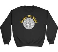 Shopagift Boogie All Night Kids Sweatshirt Disco Ball 70's 60's Funk Soul Dance Jumper Boys Girls Black