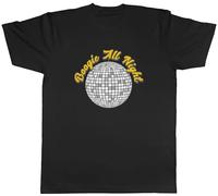 Shopagift Boogie All Night Mens T-Shirt Disco Ball 70's 60's Funk Soul Dance Tee Black