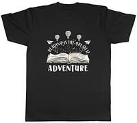 Shopagift Book Lover Mens T-Shirt Reading is The Greatest Adventure Tee Gift Black