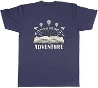 Shopagift Book Lover Mens T-Shirt Reading is the Greatest Adventure Tee Gift Navy Blue