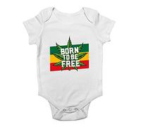 Shopagift Born to Be Free Jamaican Reggae Baby Vest Bodysuit Gift White