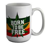 Shopagift Born to Be Free Jamaican Reggae White 15oz Large Mug Gift Cup