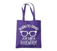 Shopagift Born to Read Just Like a Bookworm Reading Tote Shopping Beach Bag 10 Litres Capacity - 42cm x 38cm