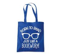 Shopagift Born to Read Just Like a Bookworm Reading Tote Shopping Beach Bag 10 Litres Capacity - 42cm x 38cm