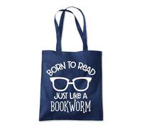 Shopagift Born to Read Just Like a Bookworm Reading Tote Shopping Beach Bag 10 Litres Capacity - 42cm x 38cm