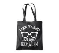 Shopagift Born to Read Just Like a Bookworm Reading Tote Shopping Beach Bag 10 Litres Capacity - 42cm x 38cm