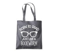 Shopagift Born to Read Just Like a Bookworm Reading Tote Shopping Beach Bag 10 Litres Capacity - 42cm x 38cm