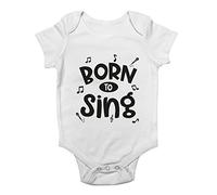Shopagift Born to Sing Singing Music Note Baby Vest Bodysuit Gift White
