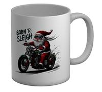 Shopagift Born to Sleigh Motorbike Mug Santa Claus Biker Christmas Xmas White 11oz Large Ceramic Cup