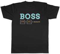 Shopagift Boss Manager Mens T-Shirt Ctrl Alt Delegate Funny Tee Black