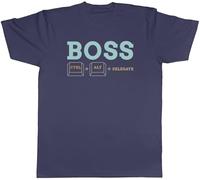 Shopagift Boss Manager Mens T-Shirt Ctrl Alt Delegate Funny Tee Navy Blue