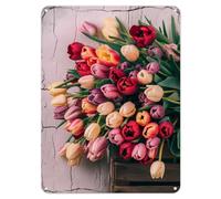 Shopagift Bouquet of Tulips Flowers Metal Poster Wall Tin Sign Man Cave Shed Bar Bedroom Home Kitchen - A3