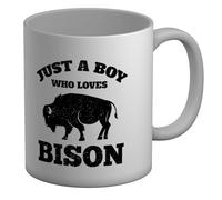Shopagift Boy Who Loves Bisons Mug Animal Lover Mammals White 11oz Large Ceramic Cup