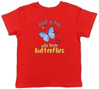 Shopagift Boy Who Loves Butterflies Kids T-Shirt Caterpillar Insect Moth Childrens Tee Gift