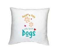 Shopagift Boy Who Loves Dogs Cushion Cover Puppy Pet Pup Bedroom Lounge Accessory - 40cm x 40cm