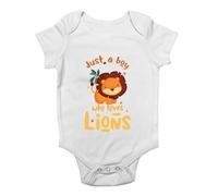 Shopagift Boy Who Loves Lions Baby Grow Vest Wildlife Safari Zoo Bodysuit Boys Girls
