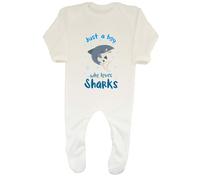 Shopagift Boy Who Loves Sharks Baby Grow Romper Suit Marine Biology Ocean Boys Girls Gift White
