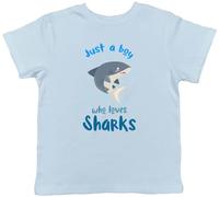 Shopagift Boy Who Loves Sharks Kids T-Shirt Marine Biology Ocean Childrens Tee Gift