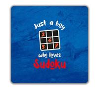 Shopagift Boy Who Loves Sudoku 2 Pack Coasters Puzzle Number Strategy Grid - 9cm x 9cm