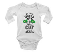 Shopagift Brazil Football My First World Cup Baby Vest Bodysuit Boys Girls L/S