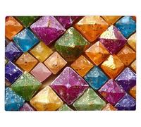 Shopagift Bright Diamond Shape Sweets Glass Chopping Board Large Kitchen Worktop Saver 39cm x 28cm
