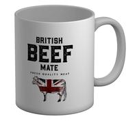 Shopagift British Beef Mate Fresh Quality Meat Funny BBQ Mug White 11oz Large Ceramic Cup