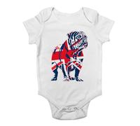 Shopagift British Bulldog Baby Grow Vest Union Jack Pet Britian Dog Lover Bodysuit Boys Girls