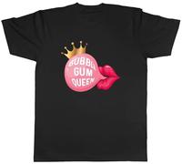 Shopagift Bubble Gum Queen Chewing Gum Stretchy Elastic Mens T-Shirt Tee Black
