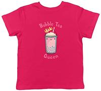 Shopagift Bubble Tea Queen Kids T-Shirt Pink Taiwan Boba Childrens Tee Gift