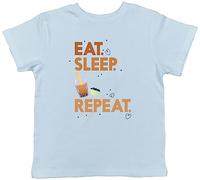 Shopagift Bubble Tea T-Shirt Kids Eat Sleep Bubble Tea Repeat Childrens Tee Gift Light Blue