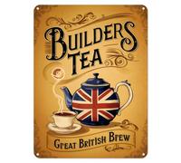 Shopagift Builders Tea British Brew Metal Poster Wall Sign Man Cave Shed Bar Bedroom Home Kitchen - A5