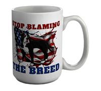 Shopagift Bully XL Pitbull Mug Stop Blaming The Breed American Bully White 15oz Large Ceramic Cup