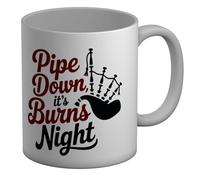 Shopagift Burns Night Scottish Bagpipes Mug White 11oz Large Ceramic Cup