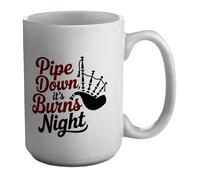 Shopagift Burns Night Scottish Bagpipes Mug White 15oz Large Ceramic Cup