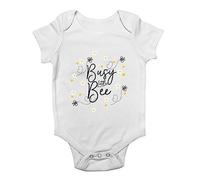 Shopagift Busy Little Bee Baby Vest Bumble Bee Bodysuit Gift White