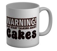 Shopagift Cake Lover Mug Warning May Start Talking About Cakes White 11oz Large Ceramic Cup