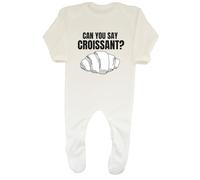 Shopagift Can You say Croissant? Baby Grow Romper Suit Funny Baking Baker Boys Girls White