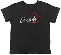 Shopagift Canada Day Kids T-Shirt Maple Leaf Canadian Celebration Childrens Tee Gift Black