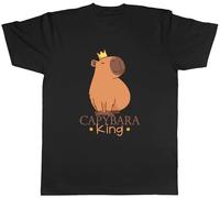 Shopagift Capybara King Crown Mens T-Shirt Tee Black