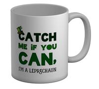 Shopagift Catch me if You Can Mug Funny I'm a Leprechaun St Patrick's Day White 11oz Large Ceramic Cup