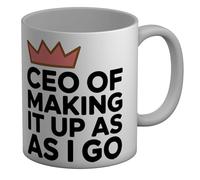 Shopagift CEO of Making It Up as I Go Funny Business Owner Mug White 11oz Large Ceramic Cup