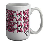 Shopagift C'est La Vie Pink Mug French France Fancais White 15oz Large Ceramic Cup