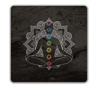 Shopagift Chakra Symbols Mandala Flower Yoga Meditation 2 Pack Coasters Gift - 9cm x 9cm