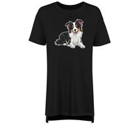 Shopagift Charming Border Collie Pet Dog Doggy Women's Nightie Night Shirt Black