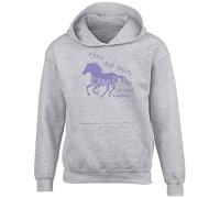 Shopagift Chase your Dreams Kids Hoodie Full Gallop Horses Gift Hoody Hooded Top Grey